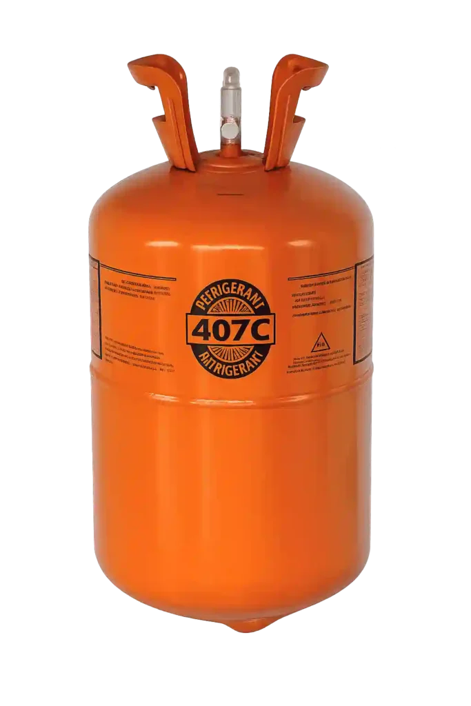 R407C refrigerant gas cylinder used for professional AC gas refilling services in Al Jasr.