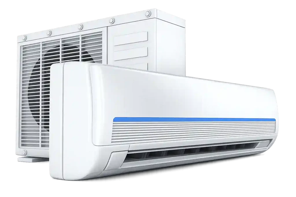 Split air conditioner indoor and outdoor unit used in AC gas refilling services in Al Hamra.