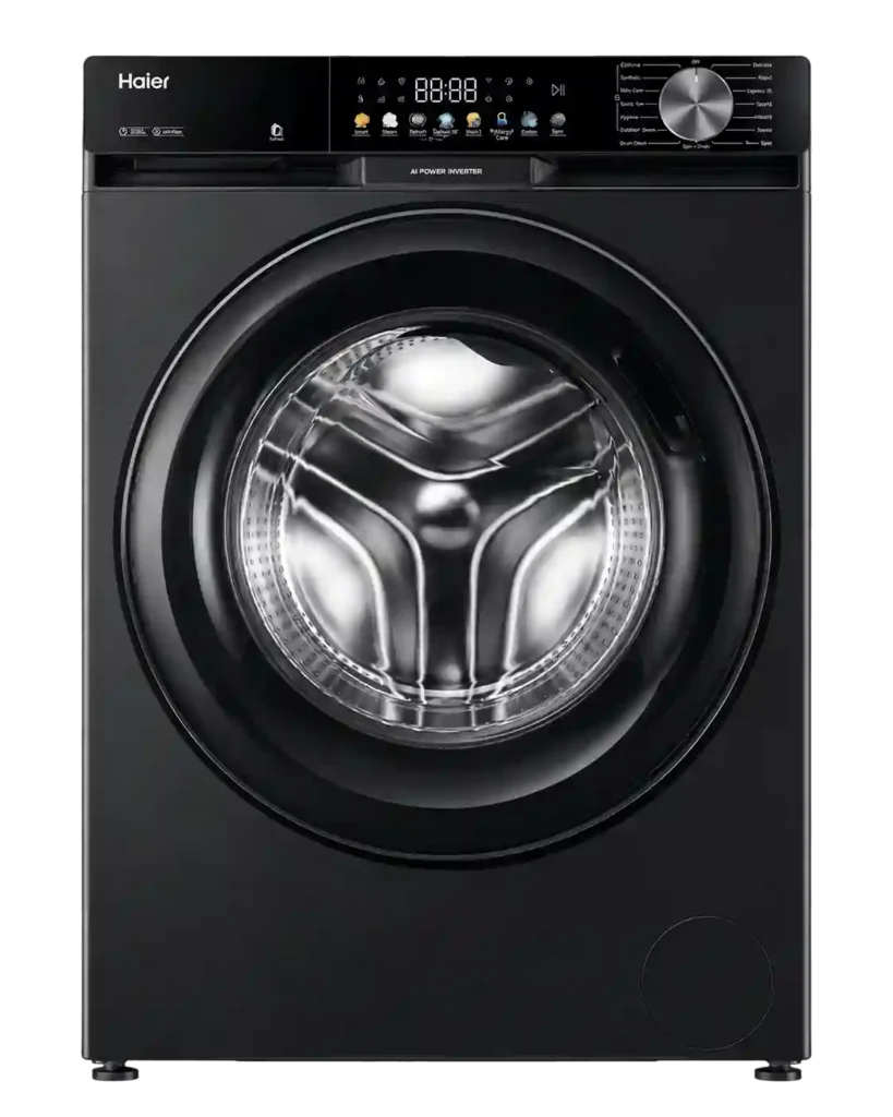 Black front-load washing machine for washing machine repair in Al Jisr.