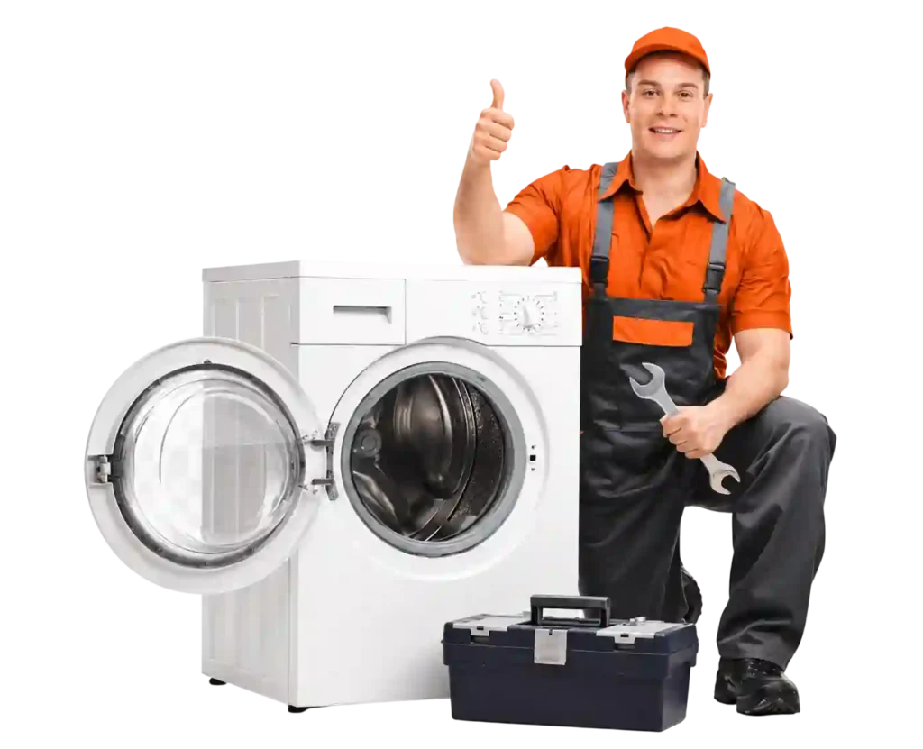 Professional technician providing washing machine repair services in Saudi Arabia .