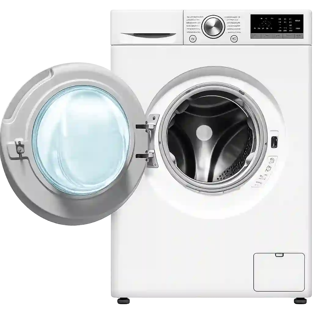 White front-load washing machine for professional washing machine repair in Al Jisr.